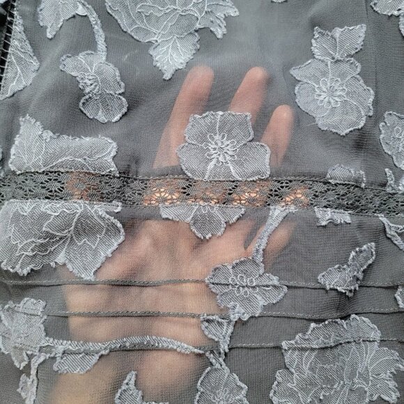 Joie Chaylse Floral Embroidery Lace Trim Blouse In Deep Sea Size XS - Picture 14 of 14